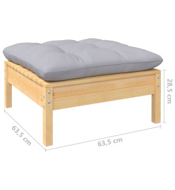 Salon de jardin 11 pcs avec coussins gris bois de pin massif
