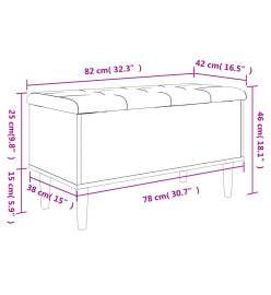 Banc de rangement chêne fumé 82x42x46 cm bois d'ingénierie