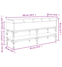 Banc à chaussures sonoma gris 102x32x45 cm bois d'ingénierie