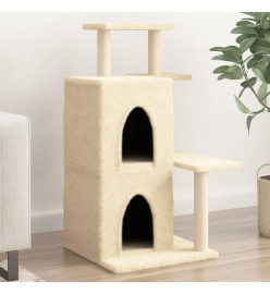 Arbre à chat avec griffoirs en sisal crème 97 cm