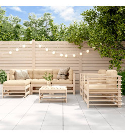 Salon de jardin 7 pcs Bois de pin massif