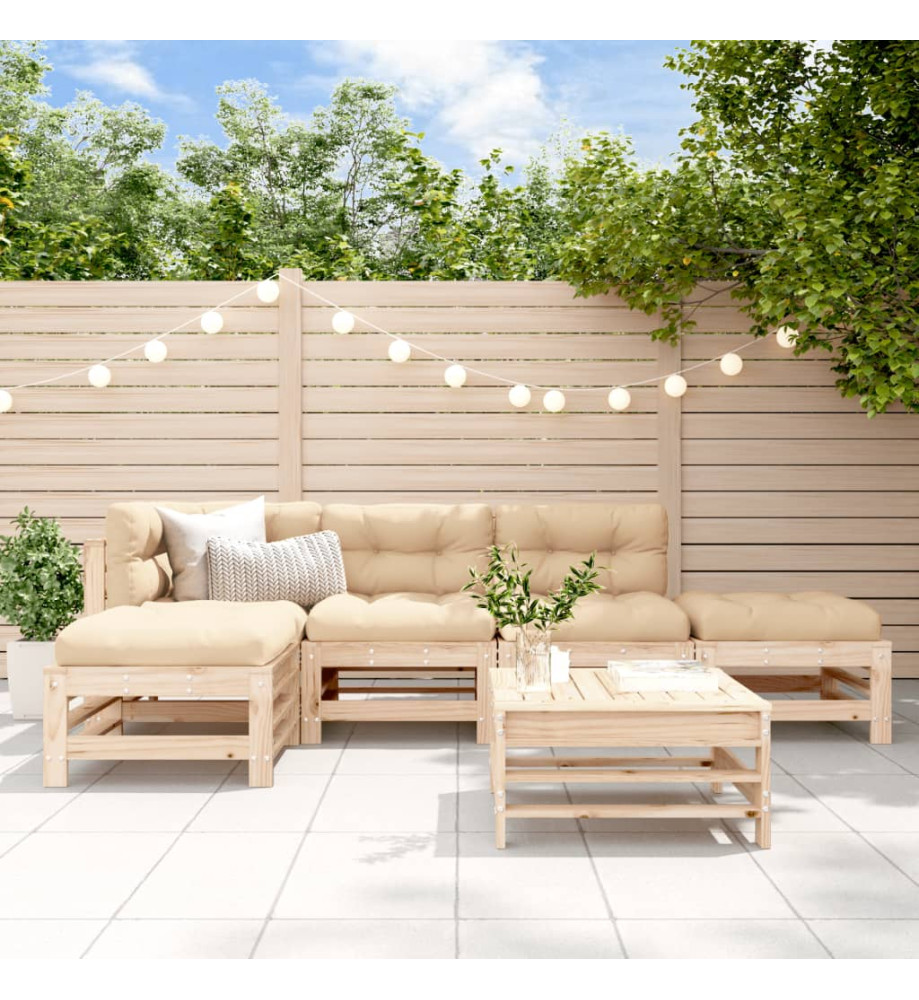 Salon de jardin 6 pcs Bois de pin massif Salon de jardin 6 pcs Bois de pin massif