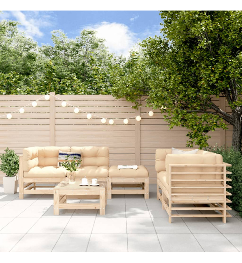 Salon de jardin 6 pcs Bois de pin massif Salon de jardin 6 pcs Bois de pin massif