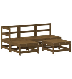 Salon de jardin 5 pcs marron miel bois de pin massif