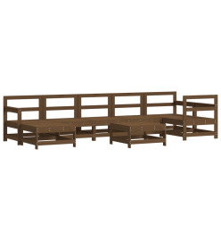 Salon de jardin 8 pcs Marron miel Bois de pin massif