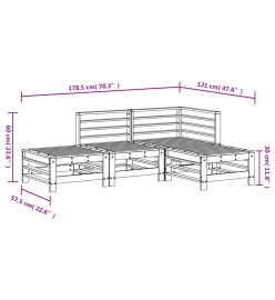 Salon de jardin 4 pcs bois massif douglas