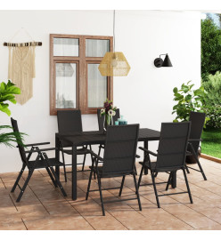 Ensemble de salle à manger de jardin 7 pcs Noir
