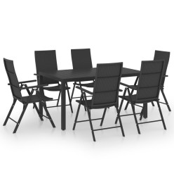 Ensemble de salle à manger de jardin 7 pcs Noir