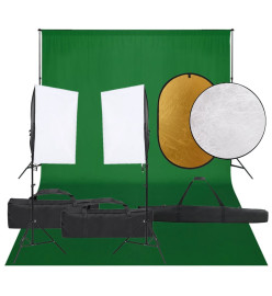 Kit de studio photo avec éclairage toile de fond et réflecteur