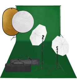 Kit de studio photo avec éclairage toile de fond et réflecteur