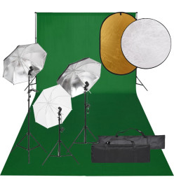 Kit de studio photo avec éclairage toile de fond et réflecteur