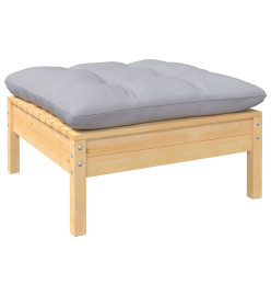 Salon de jardin 5 pcs avec coussins gris bois de pin