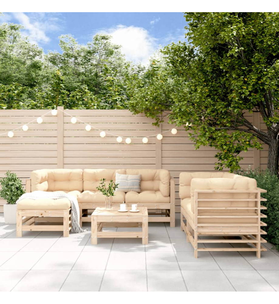 Salon de jardin 7 pcs Bois de pin massif Salon de jardin 7 pcs Bois de pin massif