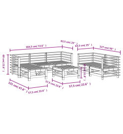 Salon de jardin 7 pcs Bois de pin massif