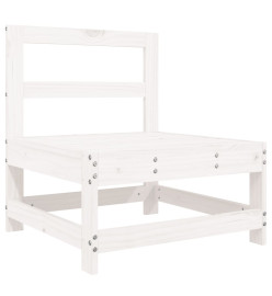 Salon de jardin 7 pcs Blanc Bois de pin massif