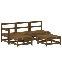Salon de jardin 5 pcs marron miel bois de pin massif