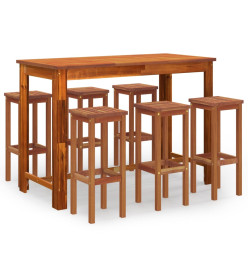 Ensemble de bar de jardin 7 pcs bois d'acacia solide