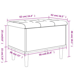 Banc de rangement noir 62x42x46 cm bois d'ingénierie