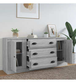 Buffets 3 pcs Sonoma gris Bois d'ingénierie