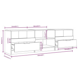 Meuble TV Noir 150x33,5x45 cm Bois d'ingénierie