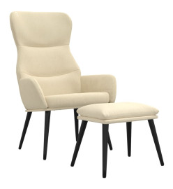 Chaise de relaxation avec tabouret Crème Tissu