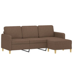 Canapé à 3 places avec repose-pieds Marron 180 cm Tissu