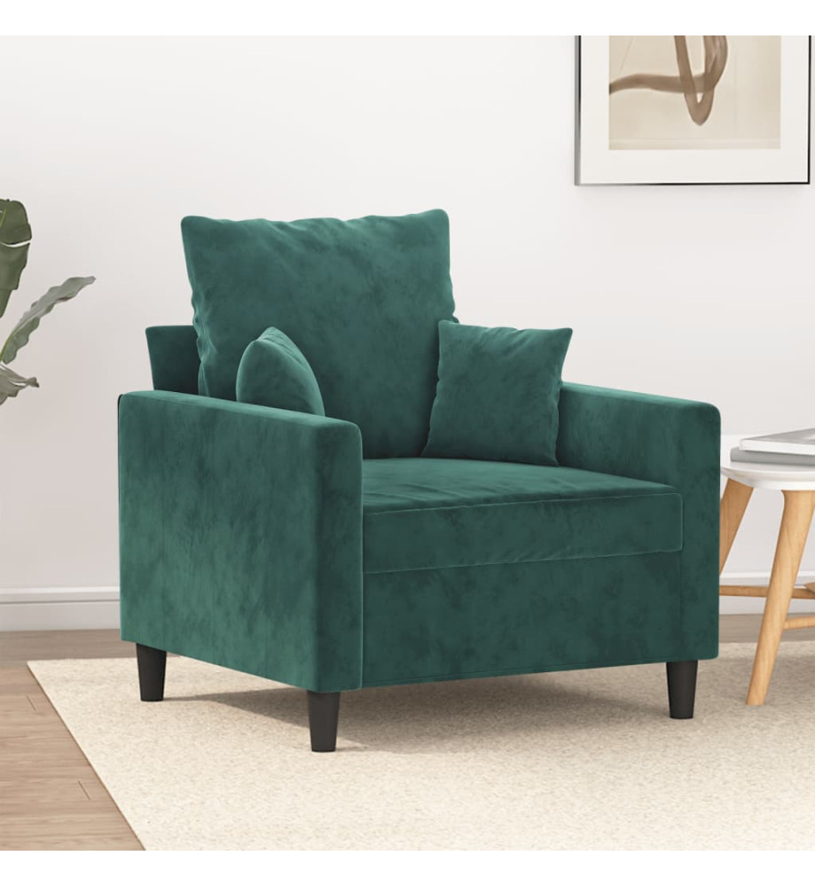 Fauteuil Vert foncé 60 cm Velours