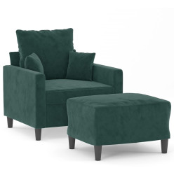 Fauteuil avec repose-pied Vert foncé 60 cm Velours