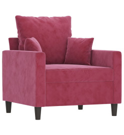 Fauteuil avec repose-pied Rouge bordeaux 60 cm Velours