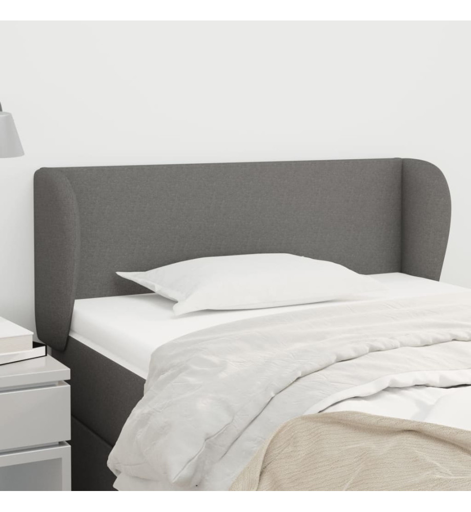 Tête de lit avec oreilles Gris foncé 103x23x78/88 cm Tissu Tête de lit avec oreilles Gris foncé 103x23x78/88 cm Tissu