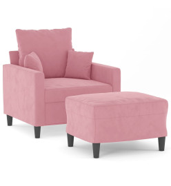 Fauteuil avec repose-pied Rose 60 cm Velours