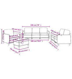 Ensemble de canapés 4 pcs avec coussins Marron Tissu