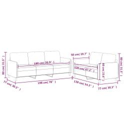 Ensemble de canapés 2 pcs avec coussins Crème Tissu