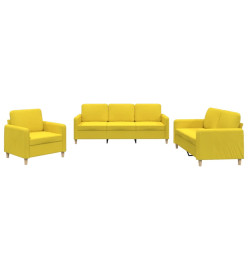 Ensemble de canapés 3 pcs avec coussins Jaune clair Tissu