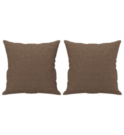 Canapé 3 places avec oreillers décoratifs marron 180 cm tissu