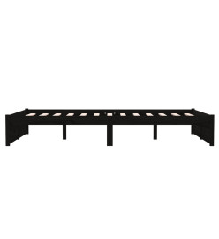Cadre de lit Noir Bois massif 120x190 cm Petit double