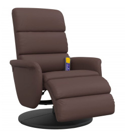 Fauteuil inclinable de massage repose-pieds marron similicuir