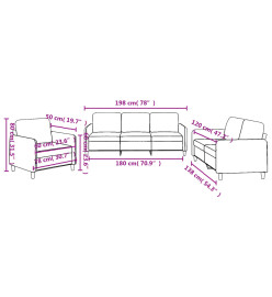 Ensemble de canapés 3 pcs avec coussins Marron Tissu