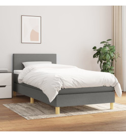Lit à sommier tapissier avec matelas Gris foncé 100x200cm Tissu