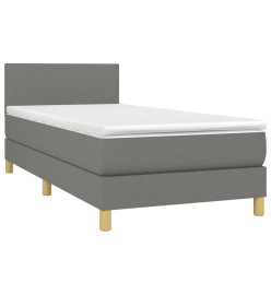 Lit à sommier tapissier avec matelas Gris foncé 100x200cm Tissu
