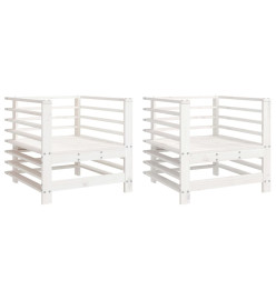 Chaises de jardin 2 pcs blanc bois massif de pin