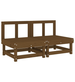 Canapés centraux de jardin 2 pcs marron miel bois de pin solide