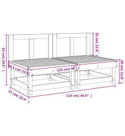 Canapés centraux de jardin 2 pcs marron miel bois de pin solide