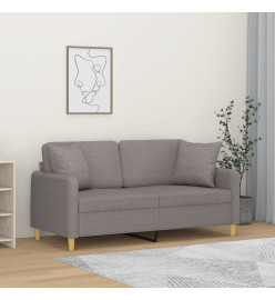 Canapé 2 places avec oreillers décoratifs taupe 140 cm tissu