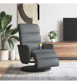 Fauteuil inclinable de massage repose-pieds gris similicuir