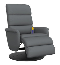 Fauteuil inclinable de massage repose-pieds gris similicuir