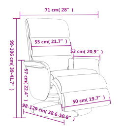 Fauteuil inclinable de massage repose-pieds gris similicuir