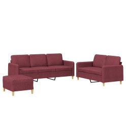 Ensemble de canapés 3 pcs avec coussins Rouge bordeaux Tissu