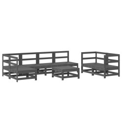Salon de jardin 8 pcs Gris Bois de pin massif