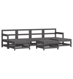 Salon de jardin 7 pcs Gris Bois de pin massif